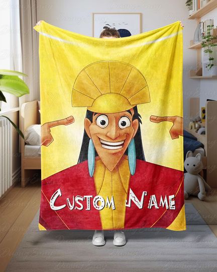 Discover The Emperors New Groove Cartoon Blanket, Emperor Kuzco Custom Name Blanket, Emperor Movie Fan Blanket, Disneyland Gift For Kids, DTA090-5