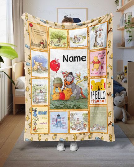 Discover Custom Winnie The Pooh Blanket, Disney Pooh And Friends Blanket, Winnie Bear Quote Kids Blanket, Nursery Bed Decor, Baby Shower Gift, NVA760