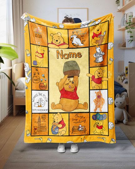 Discover Custom Winnie Pooh Soft Blanket, Disney Pooh Bear Blanket, Winnie Pooh Hunny Woven Throw, Pooh Quotes Baby Blanket, Kid Bedroom Decor NVA773