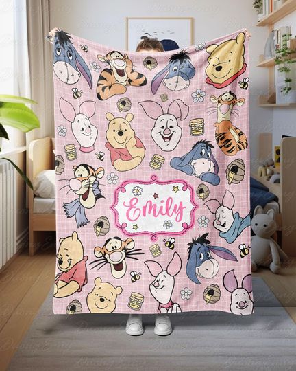Discover Personalized Winnie The Pooh Throw For Kids, Custom Disney Baby Girl Blanket, Piglet Tigger Eeyore Blanket, Pooh Themed Nursery Decor,NVA779