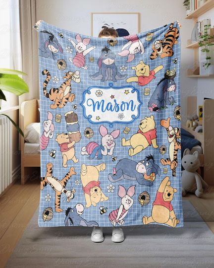 Discover Customized Winnie The Pooh Kids Blanket, Pooh Bear And Friends Baby Blanket, Cute Disney Character Blanket, Baby Blanket With Name, NVA778