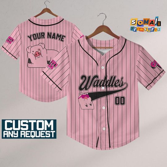 Discover Cutsom Gravity Falls Waddles Baseball Jersey, Personalized Disneyland Jersey, Baseball Team, Gravity Falls Birthday, Gift for Disney Fan