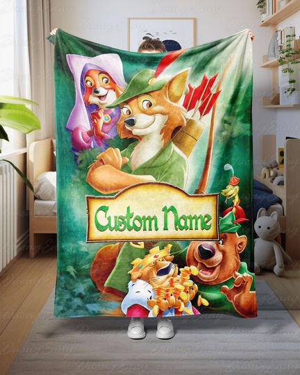 Discover Robin Hood Movie Blanket Personalized, Robin Hood And Little John Blanket, Disneyland Cartoon Animal Blanket, Disney Birthday Gift, DTA089-4