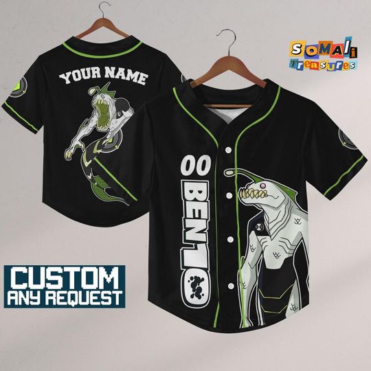 Personalized Ben 10 Piscciss Mermaid Baseball Jersey for Kids, Youth & Adults, Birthday Cartoon Team Outfit