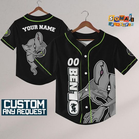 Personalize Ben 10 Ectonurite Baseball Jersey, Custom Kids, Youth, Adult, Birthday, Cartoon Team Outfit