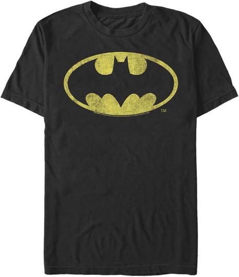DC Comics Big & Tall Batman Distressed Logo Men's Tops Short Sleeve Tee Shirt, Gift For Fans