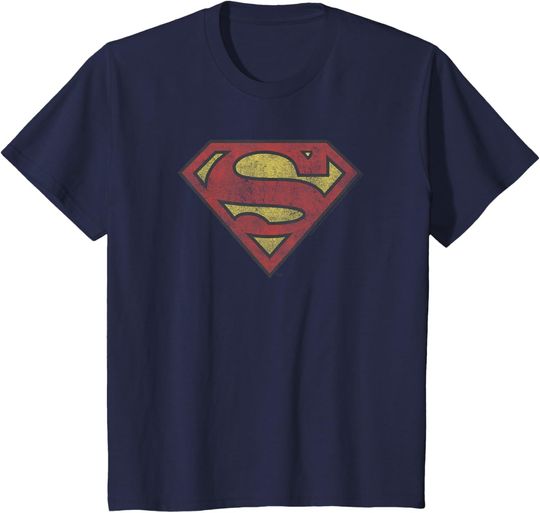 Discover Kids DC Comics Youth Superman Vintage Distressed Super Hero Logo T-Shirt