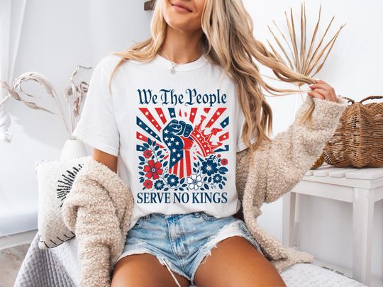 Discover We The People Serve No Kings Shirt, Retro Patriotic Graphic Tee, Comfort Colors Vintage T-Shirt