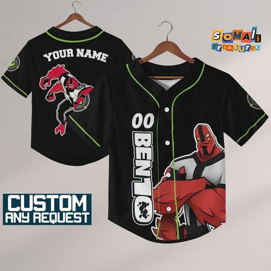 Personalized Ben 10 Four Arms Baseball Jersey, Custom Kids, Youth, Adult, Birthday, Cartoon Team Outfit