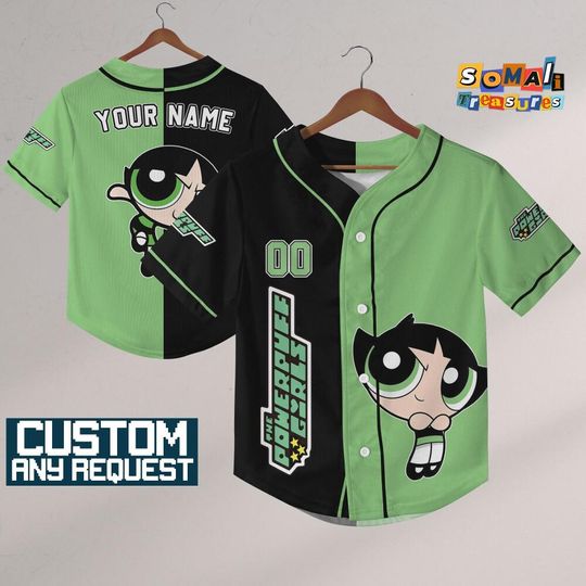 Custom Buttercup Baseball Jersey Shirt, Personalized Powerpuff Girls Family Outfit
