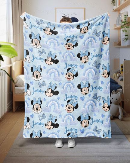 Discover Custom Name Disneyland Minnie Blanket, Minnie Mouse Coquette Blanket, Minnie Mouse Blanket For Kids, Magic Kingdom Birthday Gifts