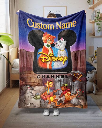 Discover The Aristocats Disney Custom Blanket For Her, Paris Night Cats Blanket, Cozy Disney Cartoon Blanket, The Aristocats Gift For Fans