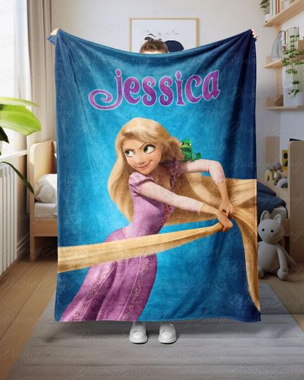 Discover Rapunzel Character Blanket With Name, Disney Tangled Custom Blanket For Her, Wdw Disney Princess Blanket, Tangled Gift For Birthday