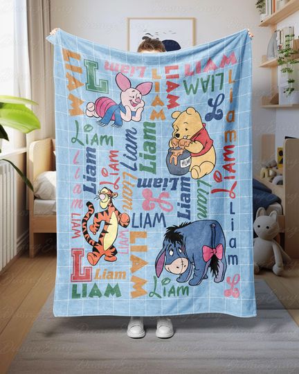 Discover Pooh And Friends Personalized Throw, Nursery Decor Blanket With Name, Winnie The Pooh Blanket For Kids, Baby Shower Gift For Boy Girl,NVA775
