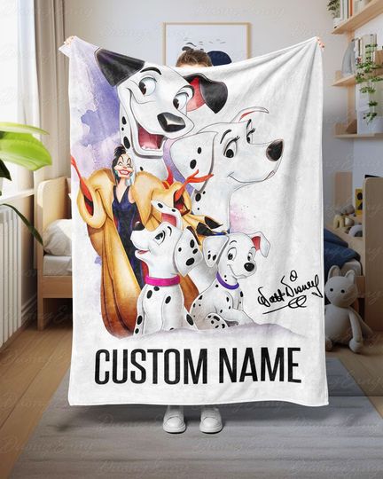 Discover Customized 101 Dalmatians Name Blanket, Cute Dalmatian Family Blanket, Dog Lover Disneyland Throw, Dalmatian Lover Kids Room Decor, DTA086-1