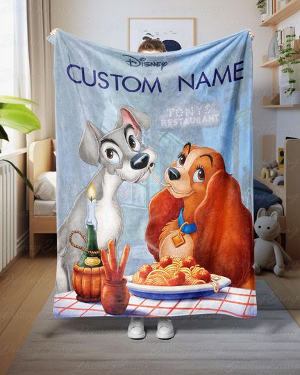 Discover Disney Lady And The Tramp Blanket, Customized Disney Dog Blanket, Dog Magic Kingdom Blanket, Lady And The Tramp Throw Gift For Wife,DTA087-2