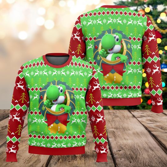 Discover Christmas Game Characters Ugly Sweater, Funny Dino Holiday Jumper, Winter Festive Pullover, Christmas Gift for Gamers