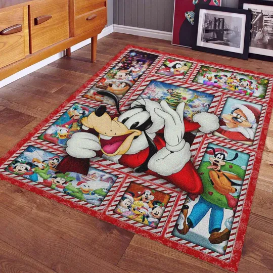 Discover Goofy and Mickey Mouse Christmas Rug - Holiday Cartoon Carpet for Home