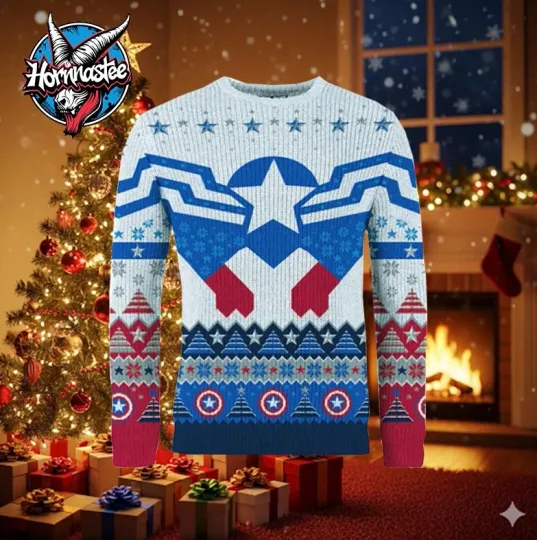Captain America And Improved Sam Wilson Marvel Ugly Sweater