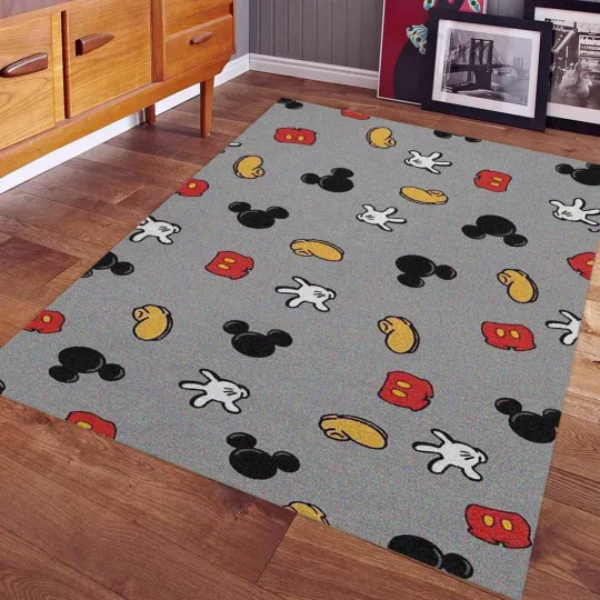 Discover Mickey Mouse Pattern Rug Cartoon Print Soft Carpet for Home Decoration