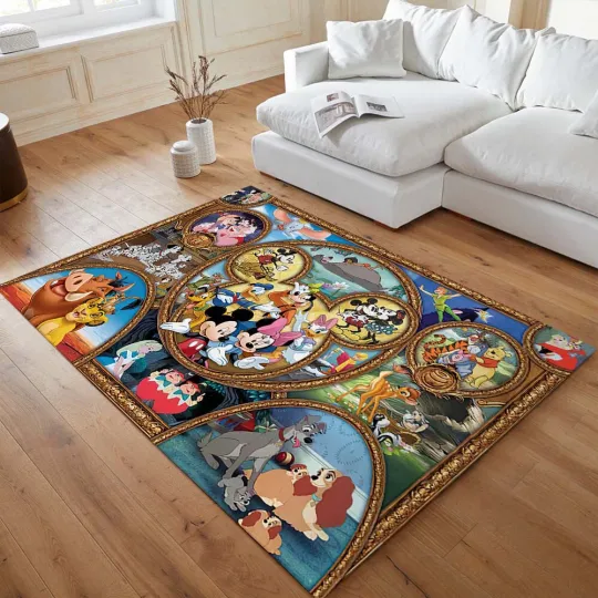 Discover Disney Mickey Minnie All Characters Rug Colorful Cartoon Carpet for Room