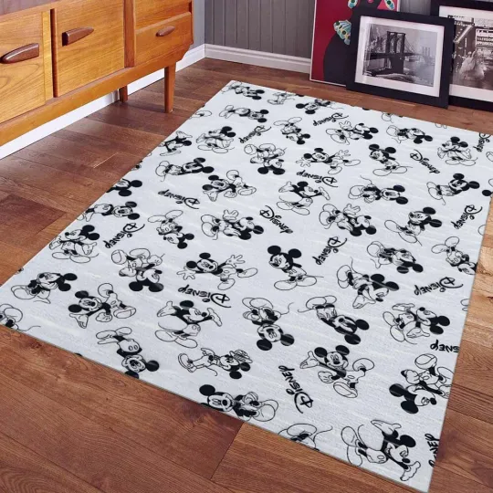 Discover Disney Mickey Mouse Drawing Rug Art Style Area Carpet for Home Decoration