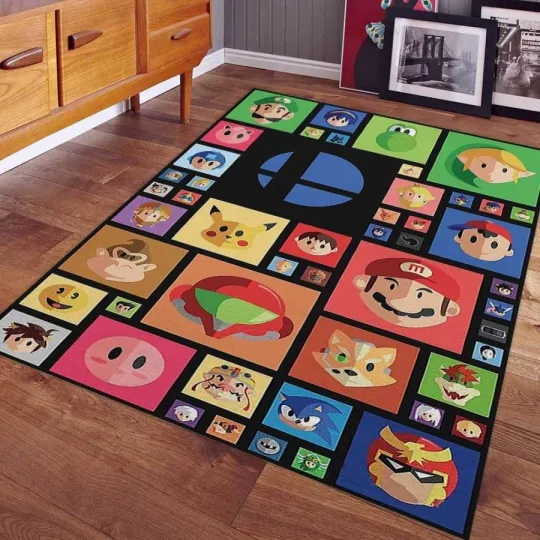 Discover Nintendo Character Video Game Area Rug for Living Room and Bedroom