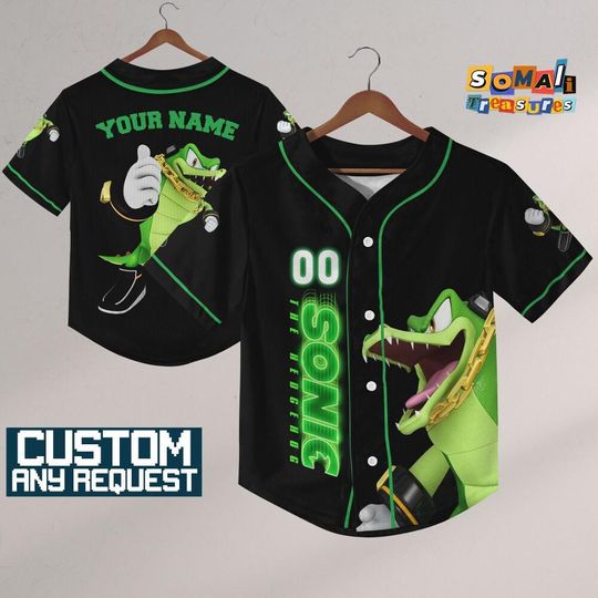 Discover Personalized Sonic the Hedgehog Baseball Jersey, Gamer Sports Tee