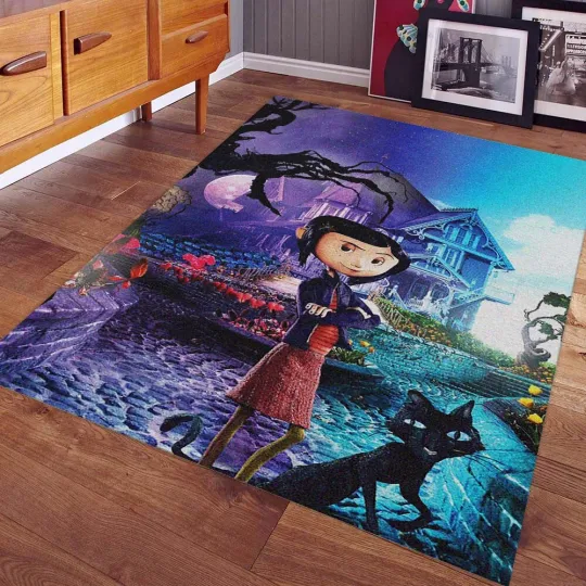 Coraline Halloween Rug Creepy Cartoon Carpet for Fans and Movie Lovers
