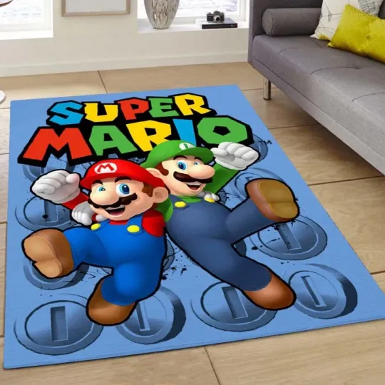 Super Mario and Luigi Area Rug Carpet for Living Room and Bedroom Decor