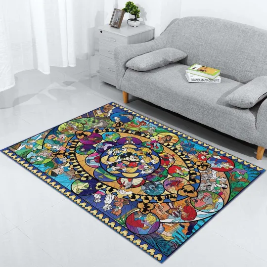 Discover Mickey and Disney Movies Cartoon Rug for Living Room
