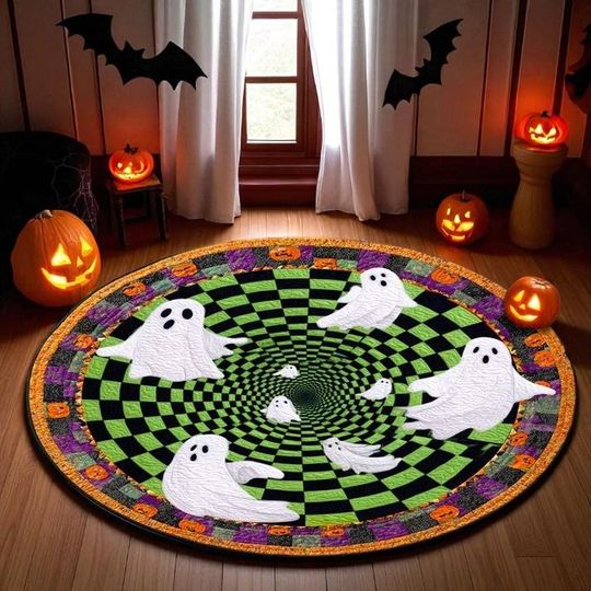 Halloween Ghost 3D Printed Round Floor Mat, Ghost Halloween Rug, Halloween Decoration Idea