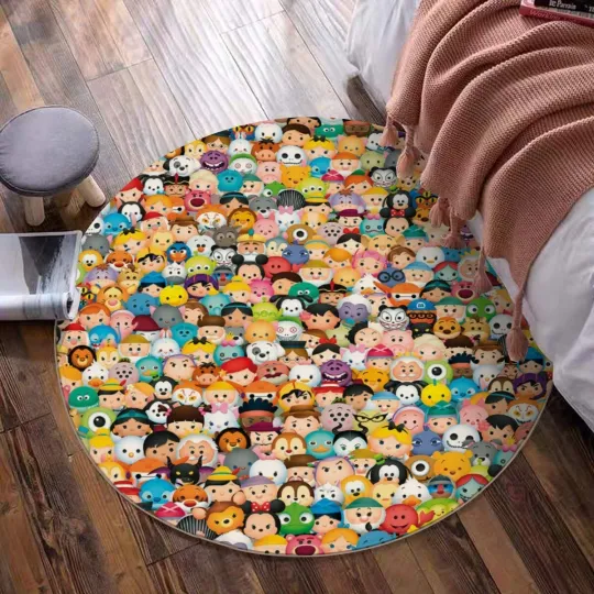 Discover Disney Tsum Tsum Print Foldable Round Floor Mat Rug Non-slip backing Carpet