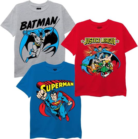 DC Comics Kids' Batman, Superman, Justice League T-Shirt, Gift For Fan