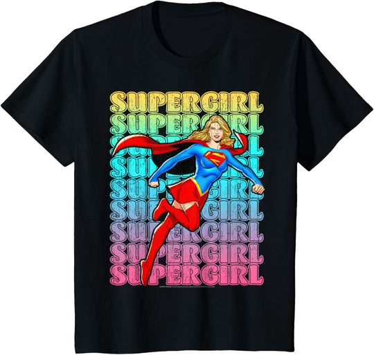 DC Comics Supergirl Gradient Name Stack T-Shirt, Gift For Fan