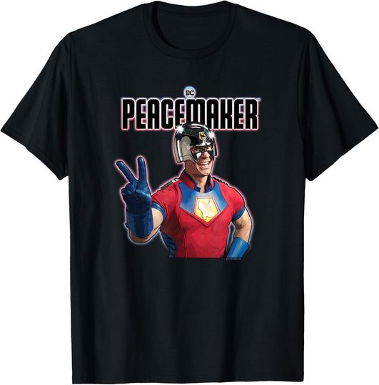 Discover DC Comics Peacemaker Shinny Peace Sign Photo T-Shirt
