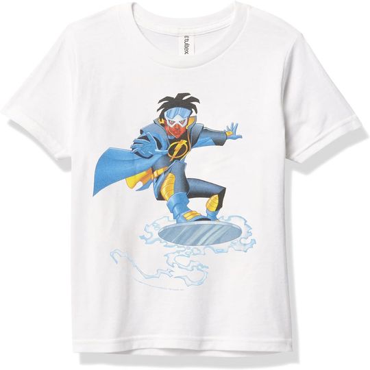 DC Comics Justice League Static Shock Surf Boy's Premium Solid Crew Tee, Gift For Fan