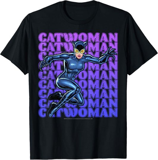 DC Comics Catwoman Name Stack Portrait T-Shirt, Gift For Fan