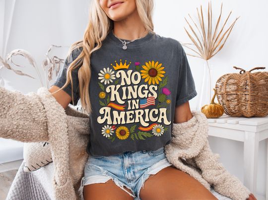 Discover No Kings In America Shirt, Retro Patriotic Graphic Tee, Comfort Colors Vintage T-Shirt