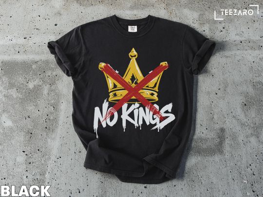 Discover No Kings T-Shirt: Graphic Tee, Gold Crown, Red X Mark