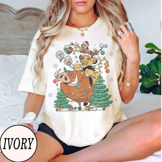 Discover Vintage Lion King Christmas Shirt, Disney Animal Kingdom Christmas Shirt, Timon Simba Pumbaa Shirt, Disney Safari Mode Hakuna Matata Shirt