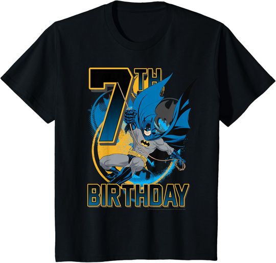 Kids DC Comics Batman 7th Birthday Action Shot T-Shirt, Gift For Fan