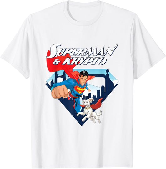 Discover Superman  Superman & Krypto Metropolis Silhouette T-Shirt