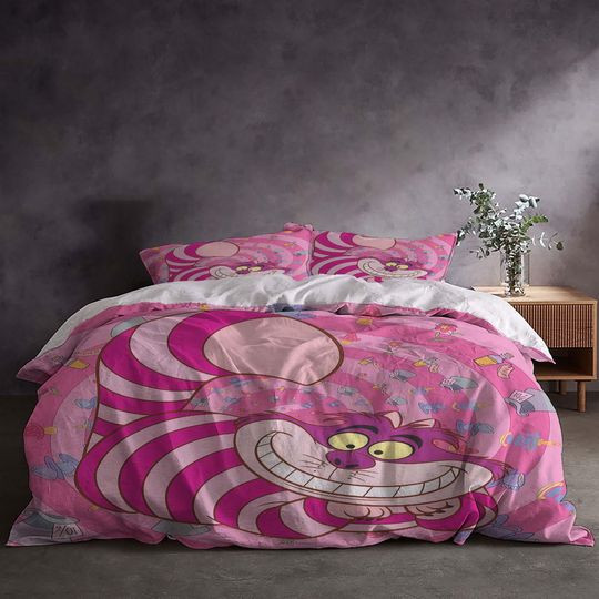 The Cheshire Cat 3-Piece Quilt Cover Bedding Set Queen Size with Duvet Cover and Pillowcases