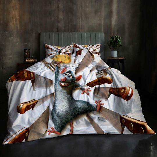Discover Ratatouille Quilt Cover Set, 3-Piece Queen Bedding Set with Duvet Cover and Pillowcases, Machine Washable