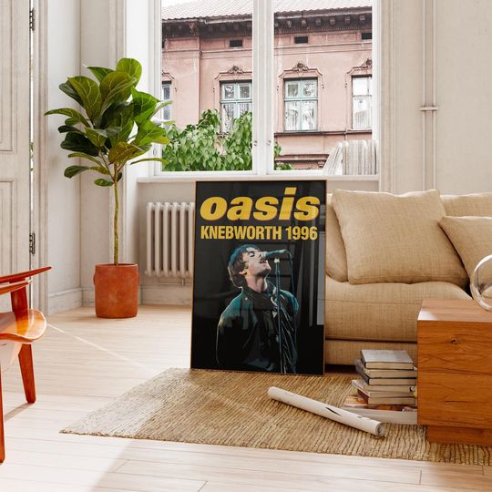 Discover Illustration - Oasis Knebworth 96 - Premium Semi-Gloss Poster - Unframed