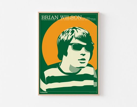 BRIAN WILSON Poster Print Beach Boys Mid Century Modern Andrzej Krajewski Polish Endless Summer Obey Woodstock California Beatles Sun Doors