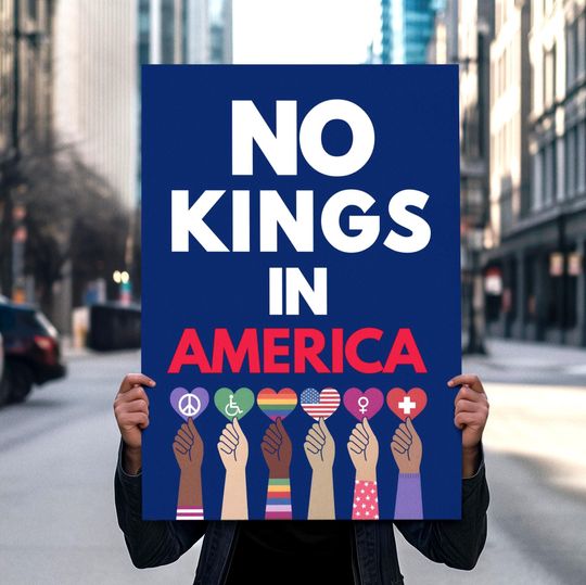 Discover No Kings In America Protest Sign Printable, Anti Trump Protest Poster For March, Political Activist Rally Sign