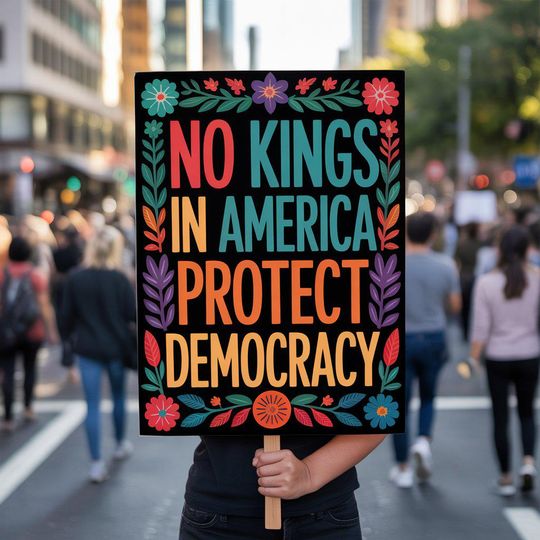 Discover Protect Democracy Protest Poster, No Kings rally day Protests Sign, Anti-Trump, Political Activist , Rally Sign