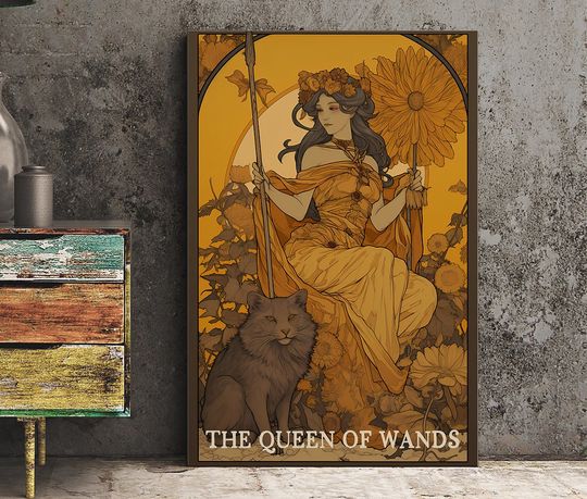 Discover The Queen Of Wands - Tarot Card Print - The Queen Of Wands Card Poster, No Frame